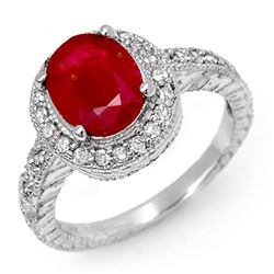 2.50 CTW Ruby & Diamond Ring 14K White Gold - REF-52F2M - 11927