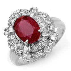 2.84 CTW Ruby & Diamond Ring 18K White Gold - REF-90Y9N - 12950