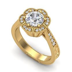 1.33 CTW VS/SI Diamond Solitaire Art Deco Ring 18K Yellow Gold - REF-418K2R - 37105