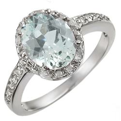 2.15 CTW Aquamarine & Diamond Ring 10K White Gold - REF-27F5M - 10838