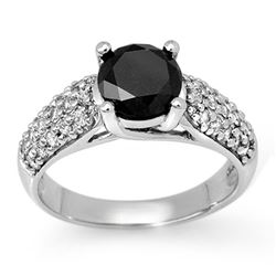 2.05 CTW Vs Certified Black & White Diamond Ring 14K White Gold - REF-89M3F - 11866