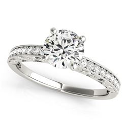 1.18 CTW Certified VS/SI Diamond Solitaire Antique Ring 18K White Gold - REF-360R8K - 27249