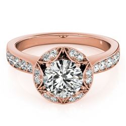 1.5 CTW Certified VS/SI Diamond Solitaire Halo Ring 18K Rose Gold - REF-404W4H - 26890