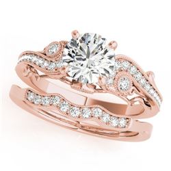 1.32 CTW Certified VS/SI Diamond Solitaire 2Pc Wedding Set Antique 14K Rose Gold - REF-370T2X - 3156