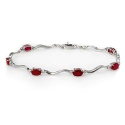 4.02 CTW Ruby & Diamond Bracelet 10K White Gold - REF-35K5R - 10885