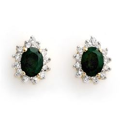 3.85 CTW Emerald & Diamond Earrings 14K Yellow Gold - REF-65R3K - 10508