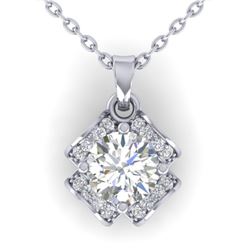 0.95 CTW Certified VS/SI Diamond Art Deco Stud Necklace 14K White Gold - REF-114R5K - 30279