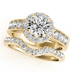 2.21 CTW Certified VS/SI Diamond 2Pc Wedding Set Solitaire Halo 14K Yellow Gold - REF-432K9R - 31315