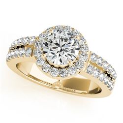 1.5 CTW Certified VS/SI Diamond Solitaire Halo Ring 18K Yellow Gold - REF-423M6F - 26741