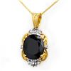 8.59 CTW Blue Sapphire & Diamond Pendant 14K Yellow Gold - REF-59M8F - 14102