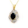 3.88 CTW Blue Sapphire & Diamond Pendant 14K Yellow Gold - REF-85X5T - 13097