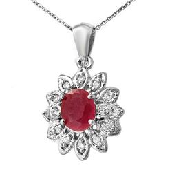 2.10 CTW Pink Sapphire & Diamond Pendant 14K White Gold - REF-45R6K - 14265