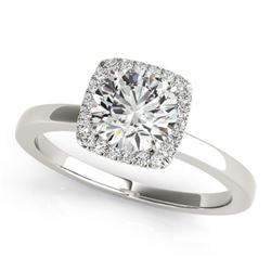 1.15 CTW Certified VS/SI Diamond Solitaire Halo Ring 18K White Gold - REF-379N3Y - 26278