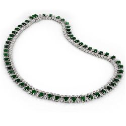 26 CTW Emerald & Diamond Necklace 18K White Gold - REF-857Y8N - 11641