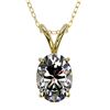 1 CTW Certified VS/SI Quality Oval Diamond Solitaire Necklace 10K Yellow Gold - REF-267H8W - 33194
