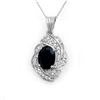 3.88 CTW Blue Sapphire & Diamond Pendant 18K White Gold - REF-90M9F - 13098