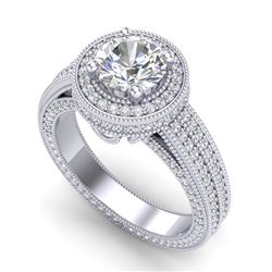 2.8 CTW VS/SI Diamond Solitaire Art Deco Ring 18K White Gold - REF-527R3K - 37136