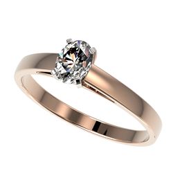 0.50 CTW Certified VS/SI Quality Oval Diamond Engagement Ring 10K Rose Gold - REF-77F6M - 32963