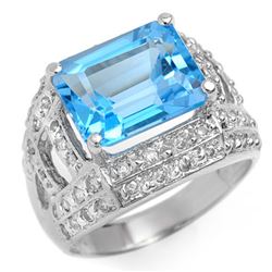 6.50 CTW Blue Topaz & Diamond Ring 14K White Gold - REF-79K8R - 10453