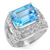 6.50 CTW Blue Topaz & Diamond Ring 14K White Gold - REF-79K8R - 10453