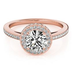 1.55 CTW Certified VS/SI Diamond Solitaire Halo Ring 18K Rose Gold - REF-408N2Y - 26923