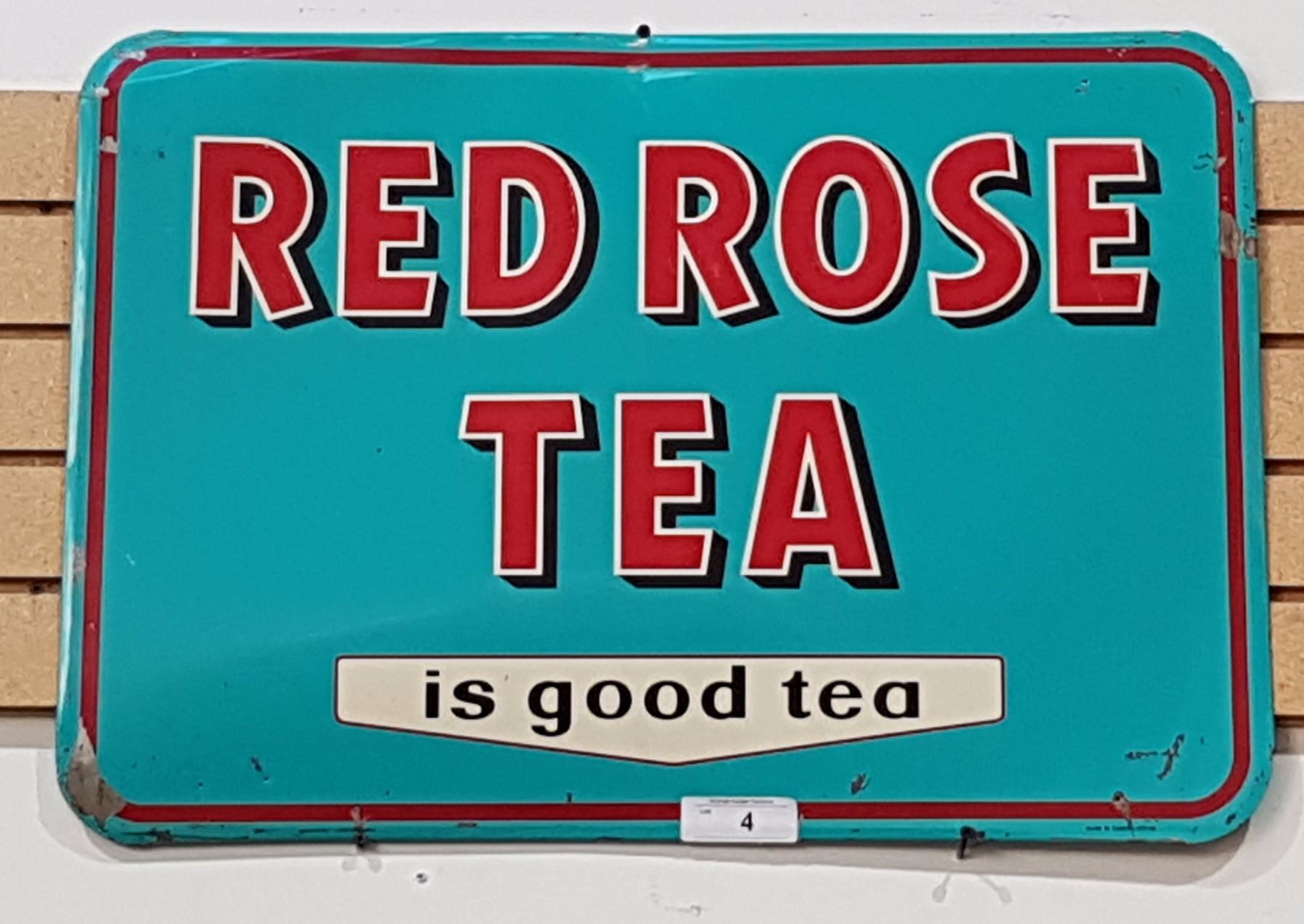 RED ROSE TEA TIN SIGN DATED 1956