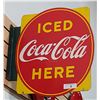 Image 1 : COCA-COLA DOUBLE SIDED PORCELAIN FLANGE SIGN 1950'S