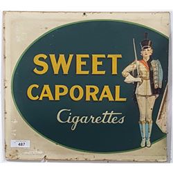 VINTAGE CARDBOARD SWEET CAPORAL CIGARETTE SIGN