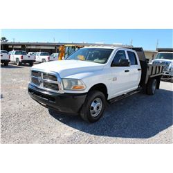 2011 DODGE 3500 Flatbed Truck, VIN/SN:3D6WF4CT0BG570420 - crew cab, V8 gas, A/T, 9' steel flatbed, r