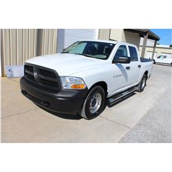 2012 DODGE 1500 Pickup Truck, VIN/SN:1C6RD7KP4CS231546 - 4x4, crew cab, V8 gas, A/T, AC, bed cover, 