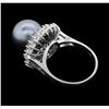 Image 3 : 14KT White Gold Pearl and Diamond Ring