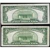 Image 2 : Lot of (2) 1934 $5 Silver Certificate Notes