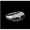 Image 2 : 14KT White Gold 1.86ct Blue Sapphire and Diamond Ring