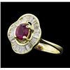 Image 2 : 14KT Yellow Gold Ladies 0.30ct Ruby and Diamond Ring