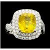 Image 1 : Platinum 5.96ct Yellow Sapphire and Diamond Ring
