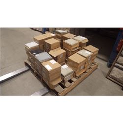7 1/2" X 7 1/2" GLASS WALL TILES IN GREY, 83 PCS, WHITE, 165 PCS, MATTE BEIGE 14 PCS, MATTE GREY 82 
