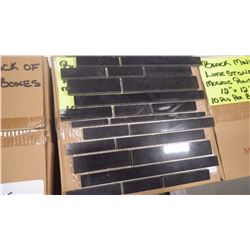 12" X 12" BLACK LIMESTONE MINI PLANKING MOSAIC,POLISHED, 50 PCS