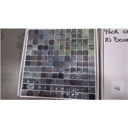 12" X 12" HAND PAINTED GLASS MOSAIC POLISHED, 54 PCS