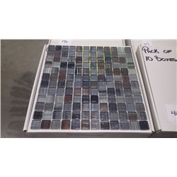 12" X 12" HAND PAINTED GLASS MOSAIC POLISHED, 54 PCS