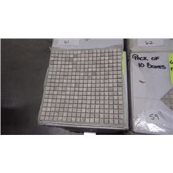 12" X 12" WHITE WOODRIDGE MOSAIC POLISHED 5/8" X 5/8", 50 PCS