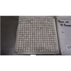 12" X 12" WHITE WOODRIDGE MOSAIC POLISHED 5/8" X 5/8", 35 PCS