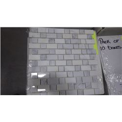 12" X 12" STATUARY WHITE MOSAIC - MORSE PATTERN 1" X 1", 1" X 2", 55 PCS