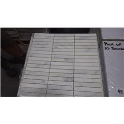 12" X 12" STATUARY WHITE MOSAIC 5/8" X 4", 55 PCS