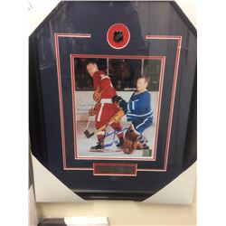 GORDIE HOWE & JOHNNY BOWER SIGNED 14" X 18' FRAMED & MATTED PHOTO W/ COA