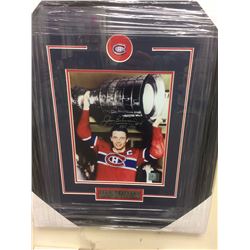 JEAN BELIVEAU SIGNED 14" X 18" FRAMED & MATTED PHOTO W/ COA (INSCRIBED HOF 1972)