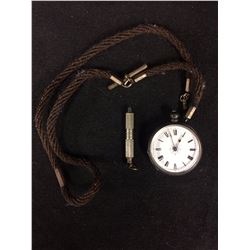 VINTAGE POCKET WATCH W/ VICTORIAN BRAIDED HAIR CHAIN