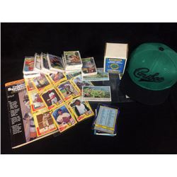 SPORTS FAN SOUVENIR LOT (AUTO BALL CAP, BASEBALL, HOCKEY CARDS, MAGAZINE)