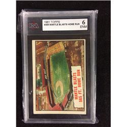 1961 TOPPS #406 MANTLE BLASTS HOME RUN (6 ENM) KSA
