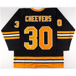 Gerry Cheevers Signed Bruins Jersey Inscribed  HOF 85  (JSA COA)