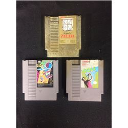 NINTENDO VIDEO GAME LOT (ZELDA, WOOD & WATER RAGE, GOLF)